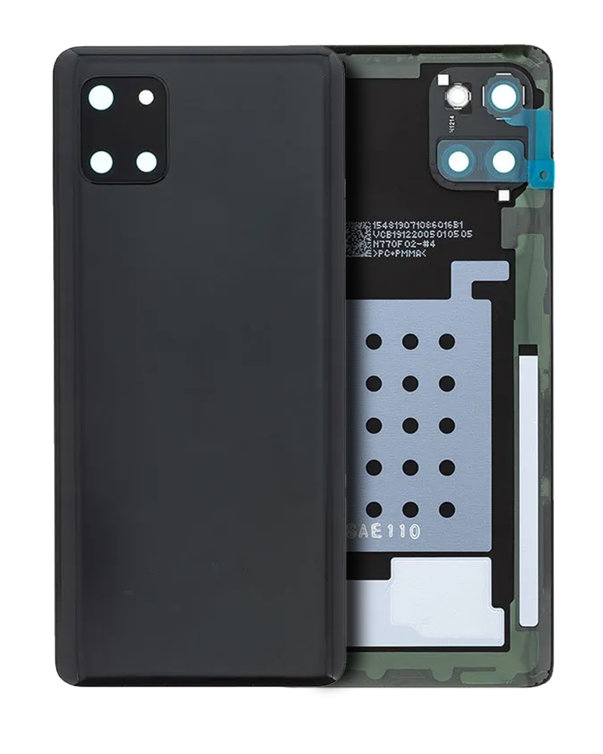 Samsung Galaxy Note 10 Lite Arka Kapak Camı Kamera Lensli  (Service Pack) (Aura Siyah) İle Uyumlu - Görsel 3
