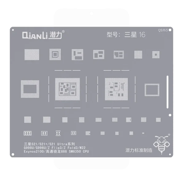 Bumblebee Şablonu (QS165) Samsung S21 / S21 Plus / S21 Ultra Serisi G998U / G996U / Z Flip 3 / Z Fold 3 / W22 Exynos2100 / Qualcomm Snapdragon888 SM8350 CPU (Qianli)