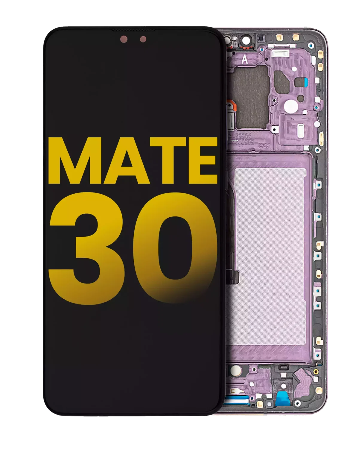 Huawei Mate 30 İle Uyumlu Ekran Dokunmatik Uyumlu %100 Orijinal Çerçeveli ekran  (Mor)