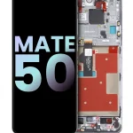 Huawei Mate 50 İle Uyumlu Ekran Dokunmatik (Orijinal OEM) Çerçeveli ekran (Gümüş)
