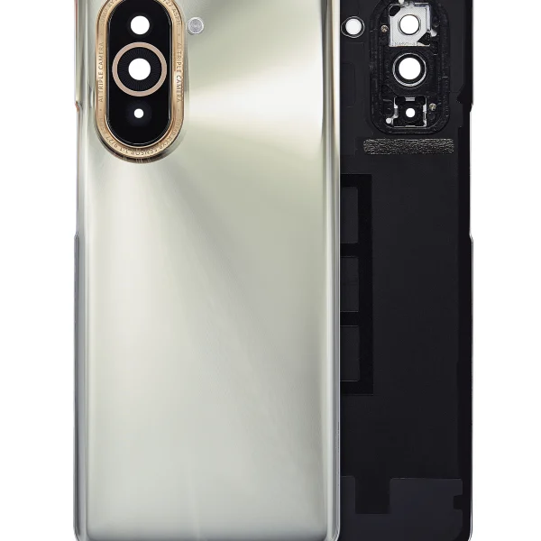 Huawei Nova 10 İle Uyumlu Arka Kapak Camı Kamera Lensli (Gümüş)