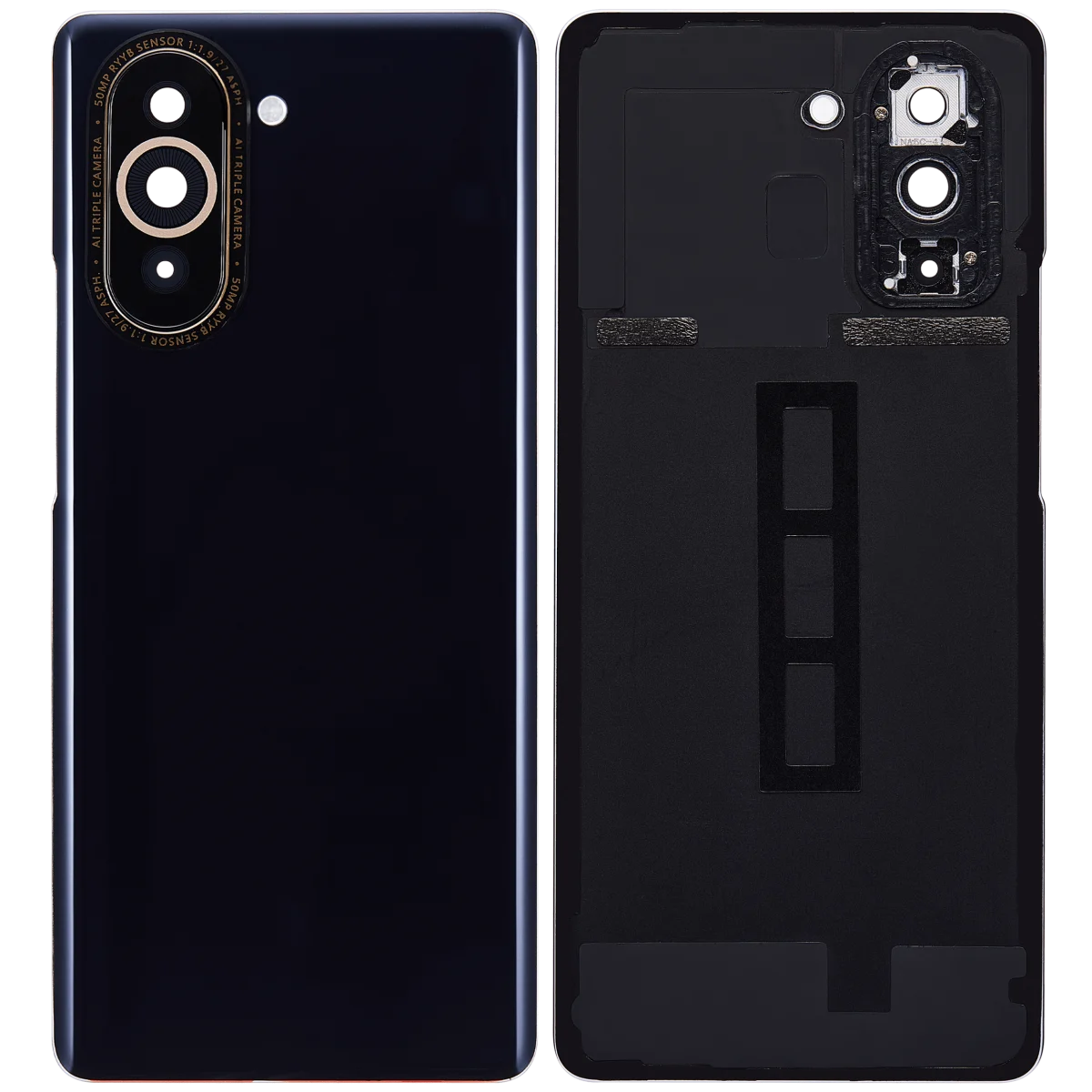 Huawei Nova 10 İle Uyumlu Arka Kapak Camı Kamera Lensli (Siyah) - Görsel 2