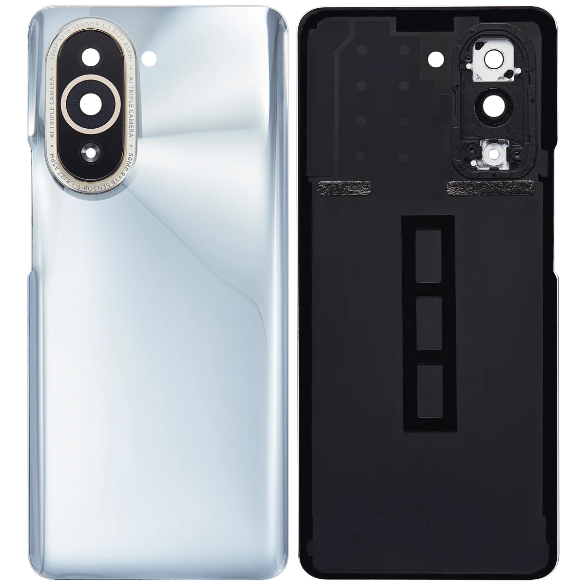 Huawei Nova 10 Pro İle Uyumlu Arka Kapak Camı Kamera Lensli (Gümüş) - Görsel 2