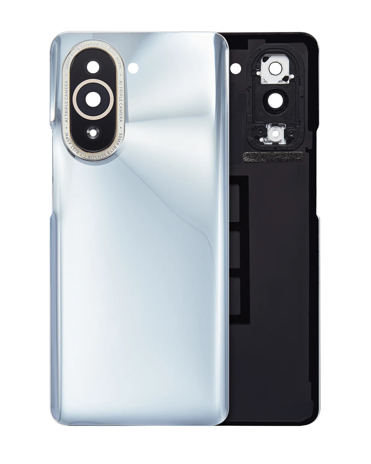 Huawei Nova 10 Pro İle Uyumlu Arka Kapak Camı Kamera Lensli (Gümüş)