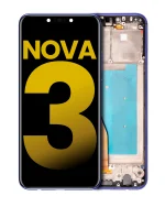 Huawei Nova 3 İle Uyumlu Ekran Dokunmatik Çerçeveli ekran %100 Orijinal (Iris Moru)