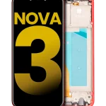 Huawei Nova 3 İle Uyumlu Ekran Dokunmatik Çerçeveli ekran %100 Orijinal (Kırmızı)