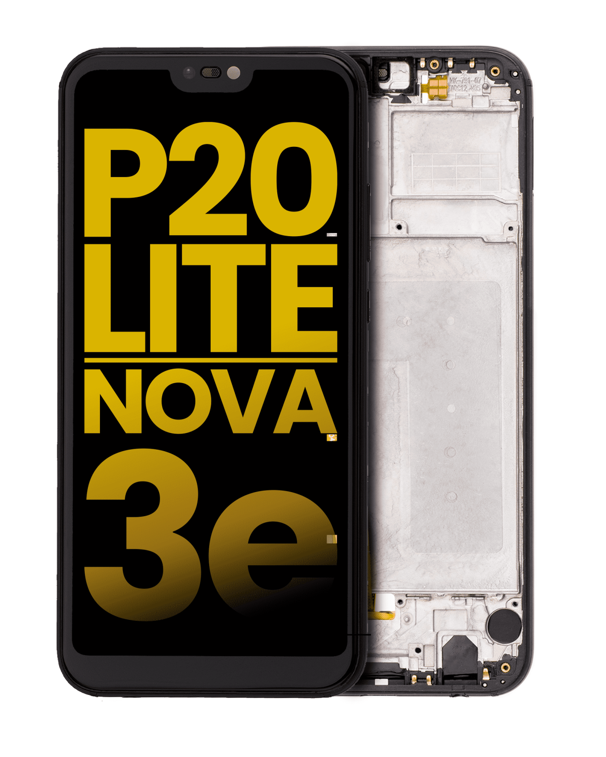 Huawei Nova 3e İle Uyumlu Ekran Dokunmatik Çerçeveli ekran %100 Orijinal (Siyah)