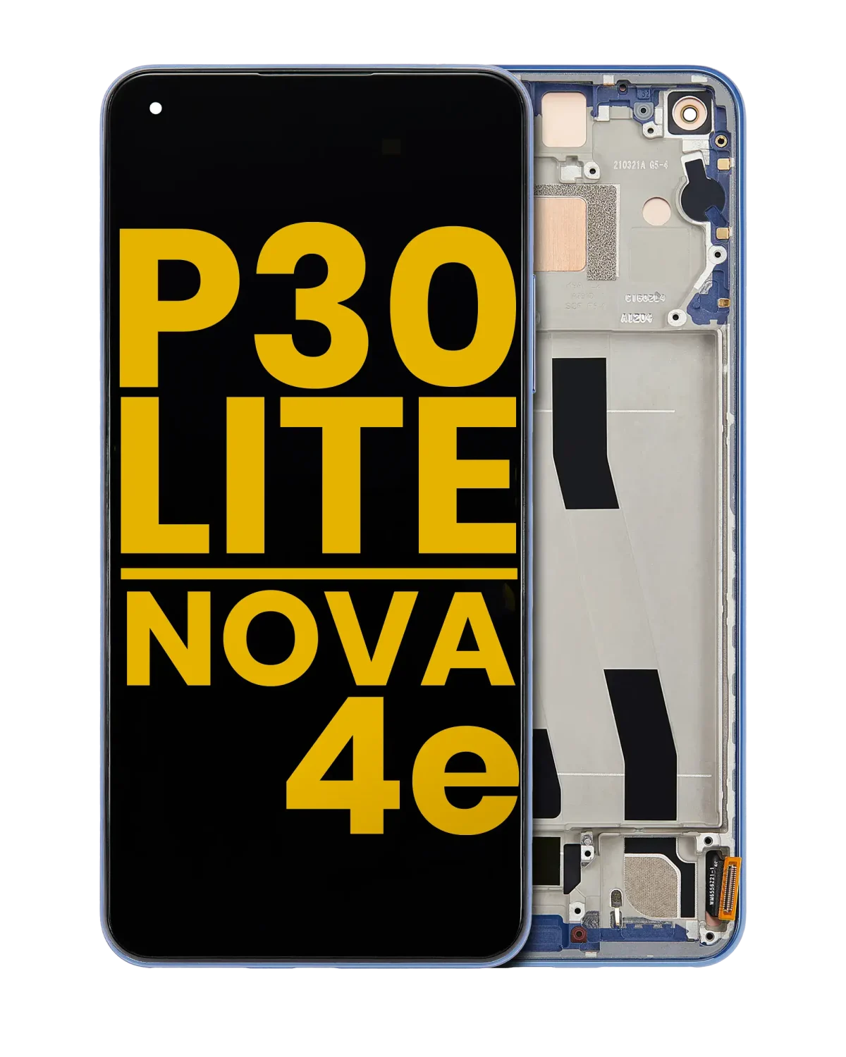 Huawei Nova 4e İle Uyumlu Ekran Dokunmatik Çerçeveli ekran  %100 Orijinal (48 GB RAM) (Tavuskuşu Mavisi)