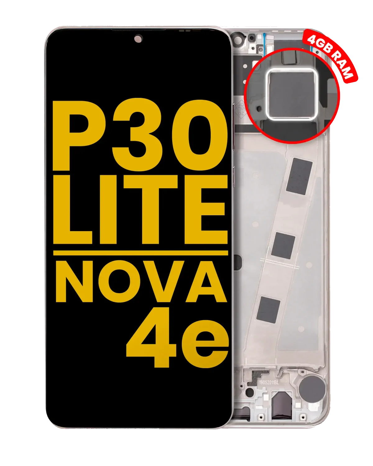 Huawei Nova 4e İle Uyumlu Ekran Dokunmatik Çerçeveli ekran  %100 Orijinal (64 GB RAM) (İnci Beyazı)