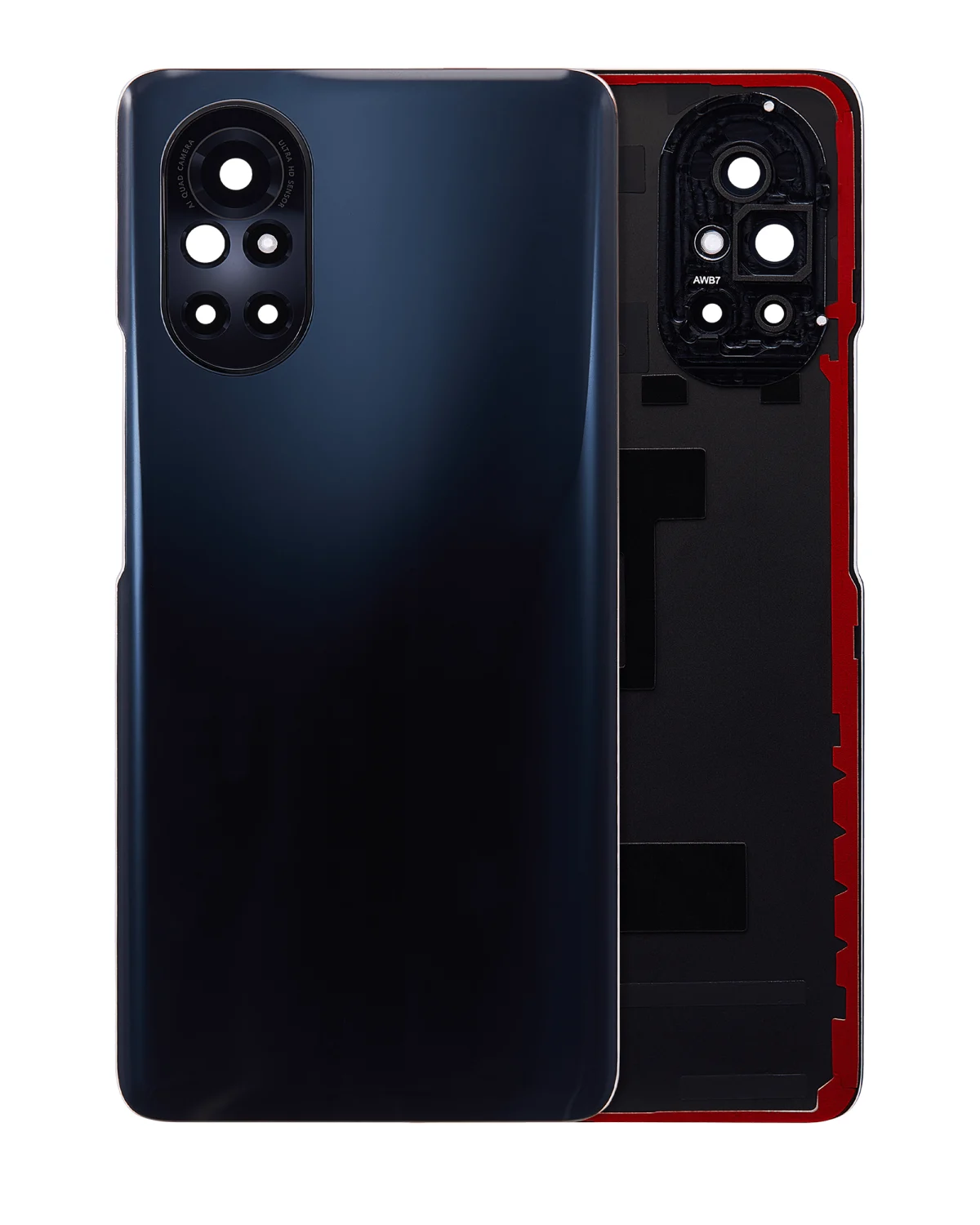 Huawei Nova 8 İle Uyumlu Arka Kapak Camı Kamera Lensli (Siyah)