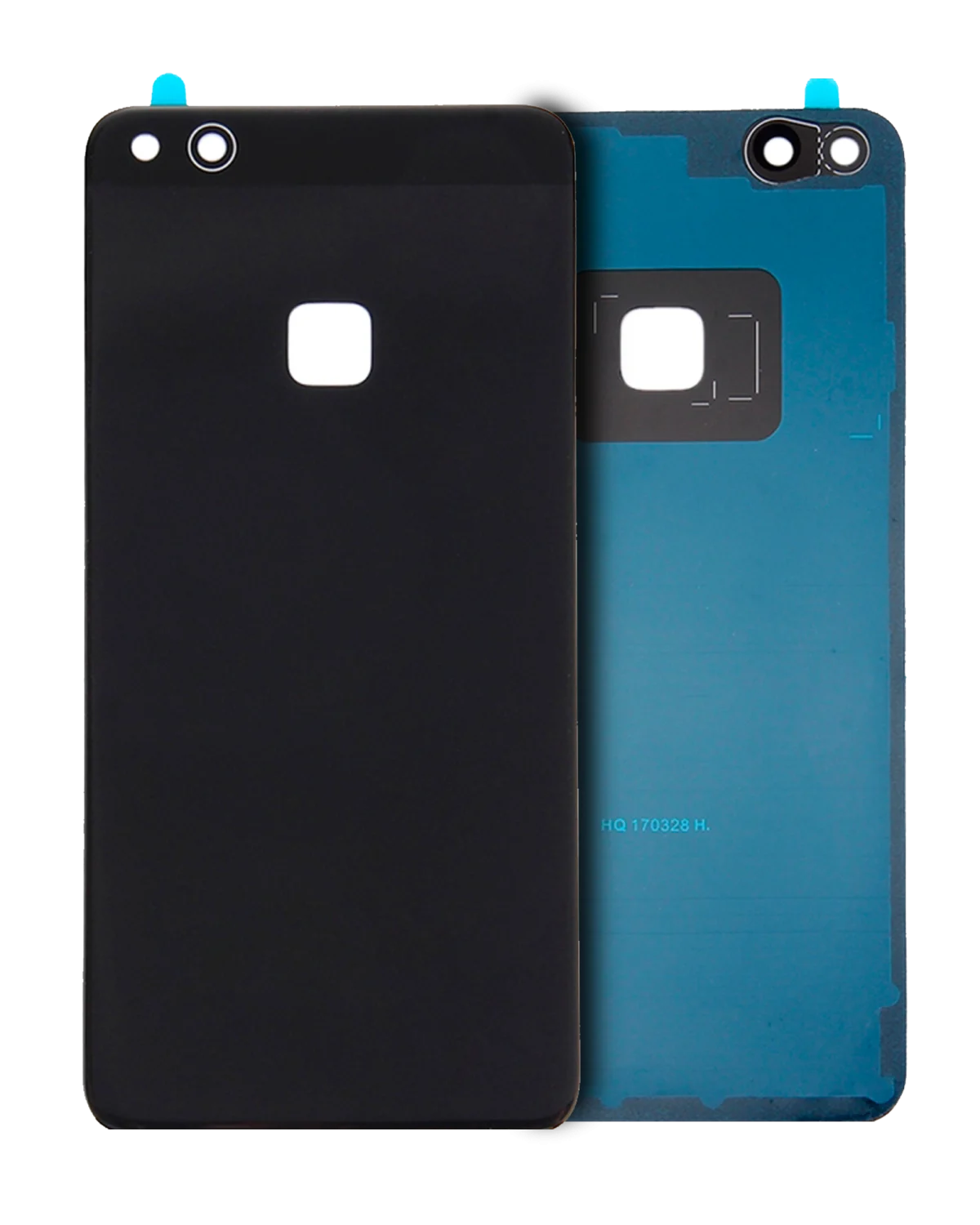 Huawei P10 Lite İle Uyumlu Arka Kapak Camı Kamera Lensli (Siyah)
