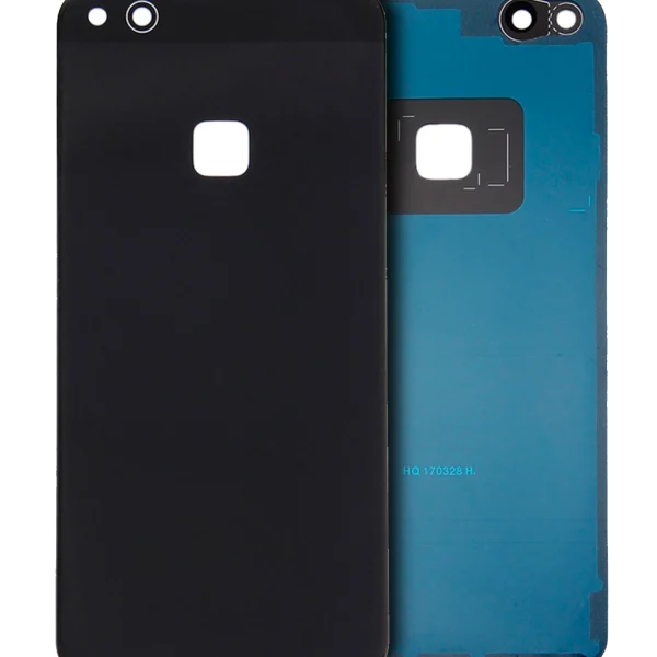Huawei P10 Lite İle Uyumlu Arka Kapak Camı Kamera Lensli (Siyah)