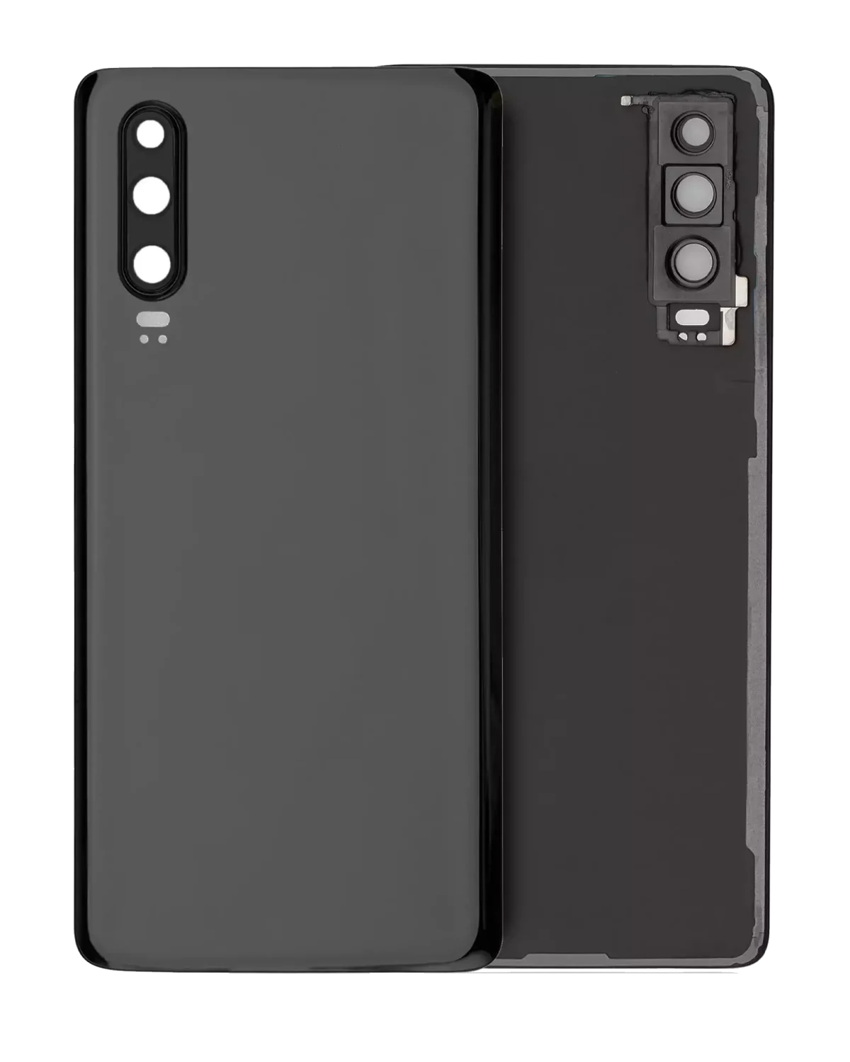 Huawei P30 İle Uyumlu Arka Kapak Camı Kamera Lensli (Siyah)