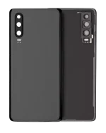 Huawei P30 İle Uyumlu Arka Kapak Camı Kamera Lensli (Siyah)