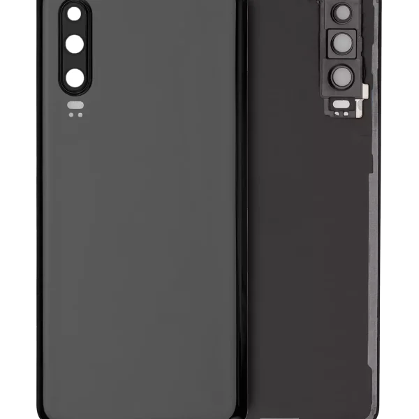 Huawei P30 İle Uyumlu Arka Kapak Camı Kamera Lensli (Siyah)