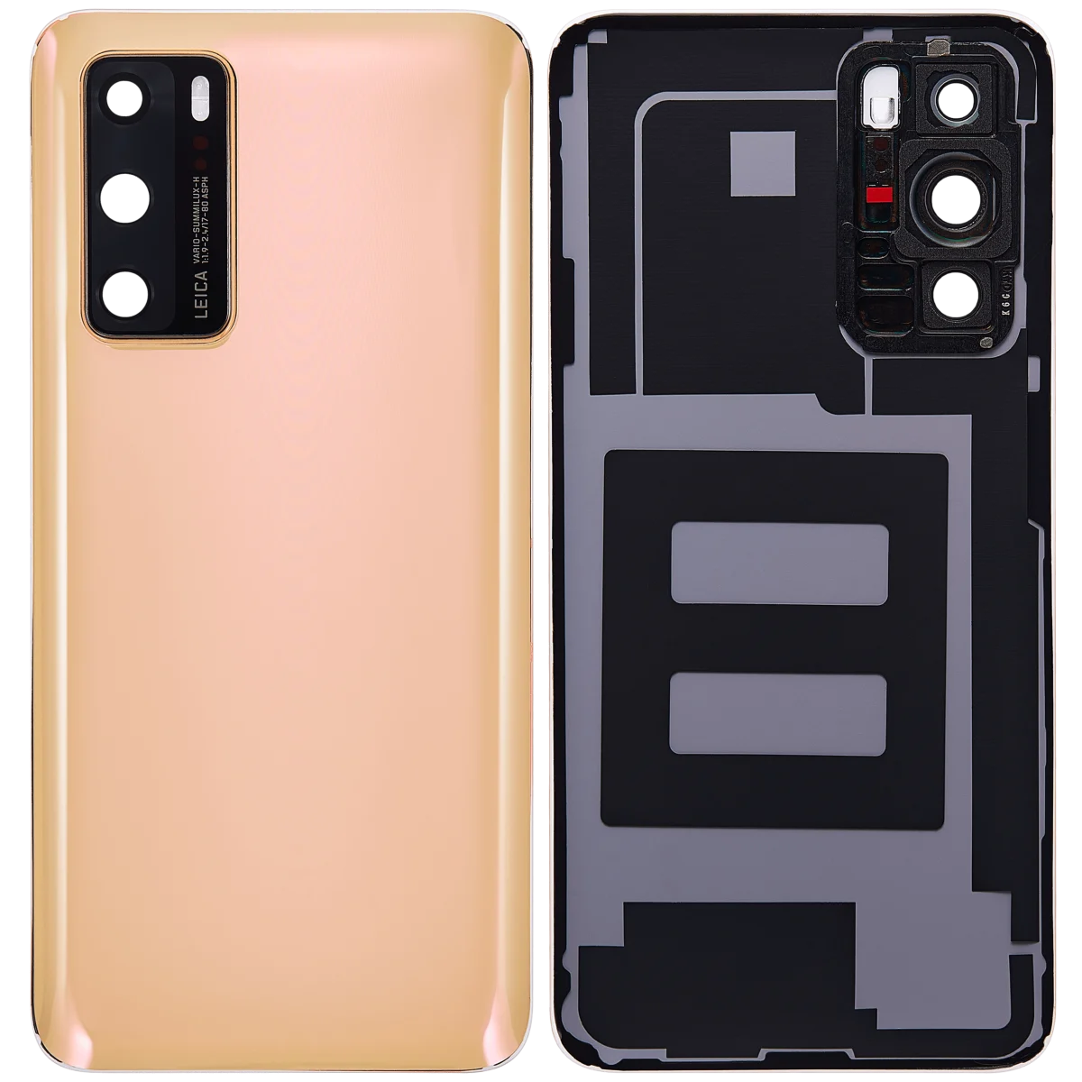 Huawei P40 İle Uyumlu Arka Kapak Camı Kamera Lensli (Altın Pembe) - Görsel 2