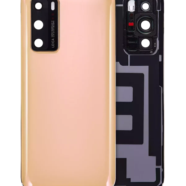 Huawei P40 İle Uyumlu Arka Kapak Camı Kamera Lensli (Altın Pembe)