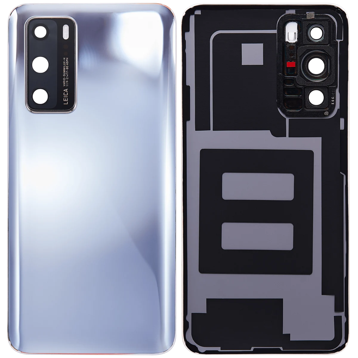 Huawei P40 İle Uyumlu Arka Kapak Camı Kamera Lensli (Gümüş Don) - Görsel 2