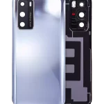 Huawei P40 İle Uyumlu Arka Kapak Camı Kamera Lensli (Gümüş Don)