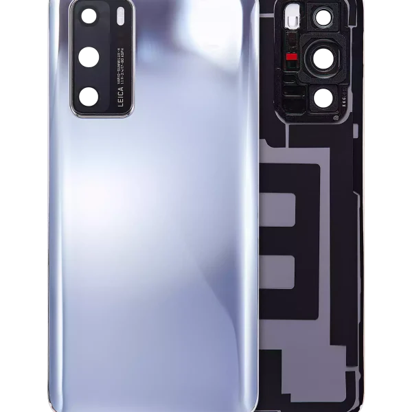 Huawei P40 İle Uyumlu Arka Kapak Camı Kamera Lensli (Gümüş Don)