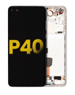 Huawei P40 İle Uyumlu Ekran Dokunmatik Çerçeveli ekran %100 Orijinal (Beyaz)