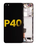 Huawei P40 İle Uyumlu Ekran Dokunmatik Çerçeveli ekran %100 Orijinal (Siyah)