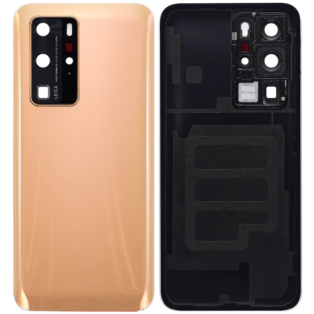 Huawei P40 Pro İle Uyumlu Arka Kapak Camı Kamera Lensli (Altın Pembesi) - Görsel 2