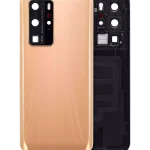 Huawei P40 Pro İle Uyumlu Arka Kapak Camı Kamera Lensli (Altın Pembesi)