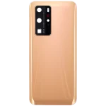 Huawei P40 Pro İle Uyumlu Arka Kapak Camı Kamera Lensli (Altın Pembesi) - Görsel 3