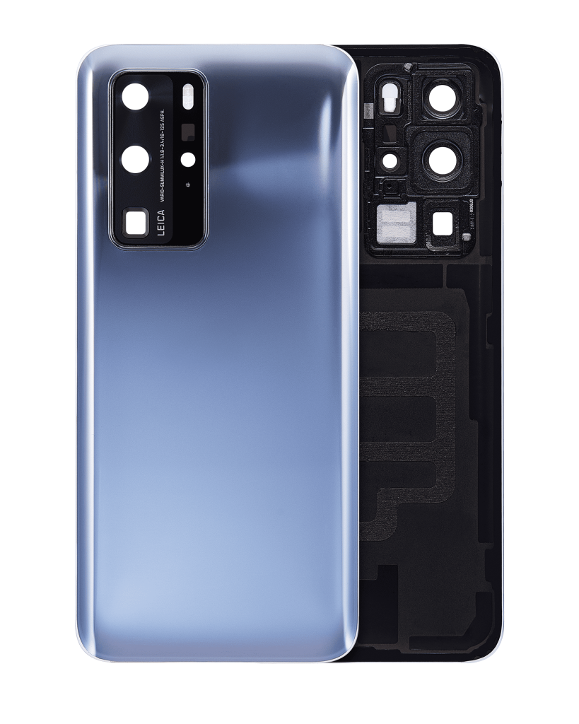 Huawei P40 Pro İle Uyumlu Arka Kapak Camı Kamera Lensli (Ayna Gümüş)