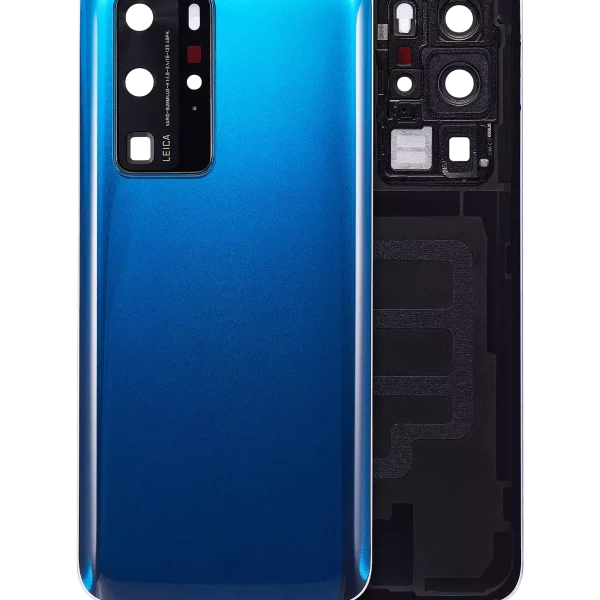 Huawei P40 Pro İle Uyumlu Arka Kapak Camı Kamera Lensli (Derin Deniz Mavisi)