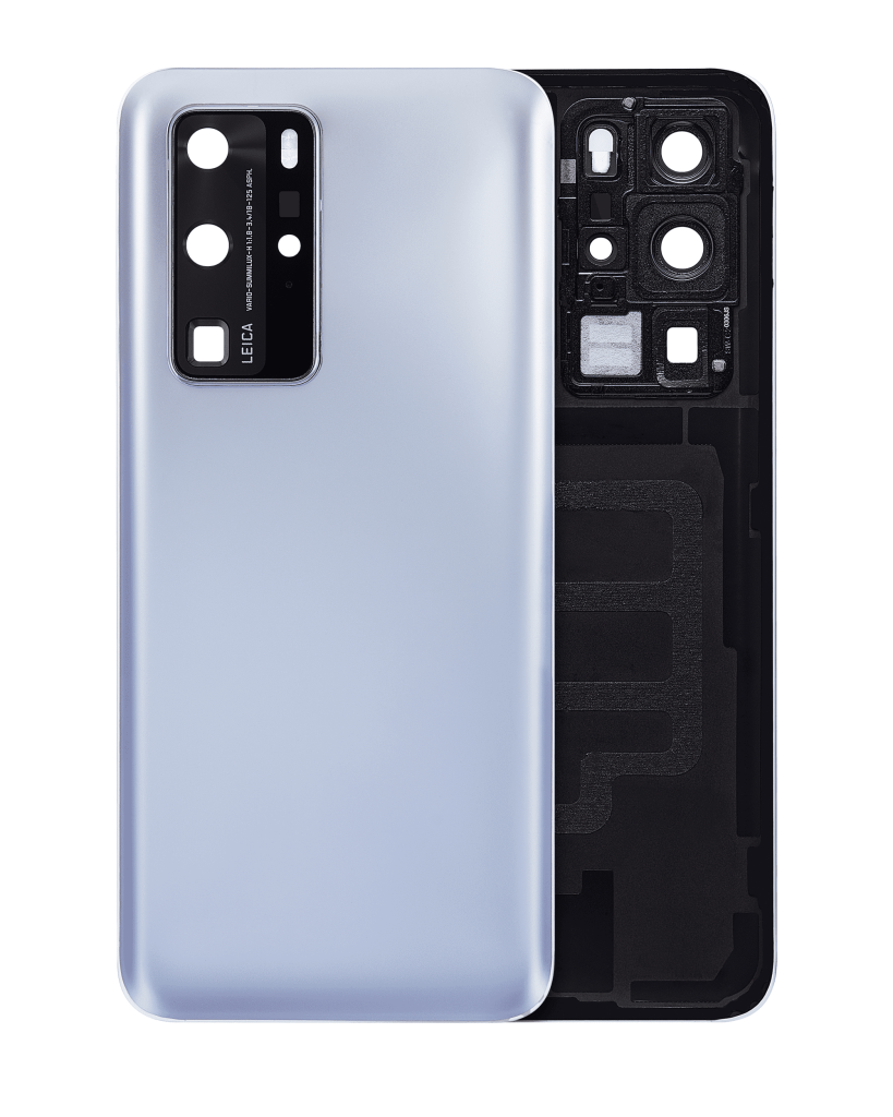 Huawei P40 Pro İle Uyumlu Arka Kapak Camı Kamera Lensli (Mat Gümüş)