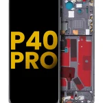 Huawei P40 Pro İle Uyumlu Ekran Dokunmatik Çerçeveli ekran %100 Orijinal (Siyah)