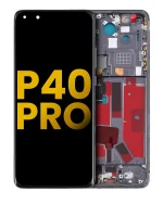 Huawei P40 Pro İle Uyumlu Ekran Dokunmatik Çerçeveli ekran %100 Orijinal (Siyah)