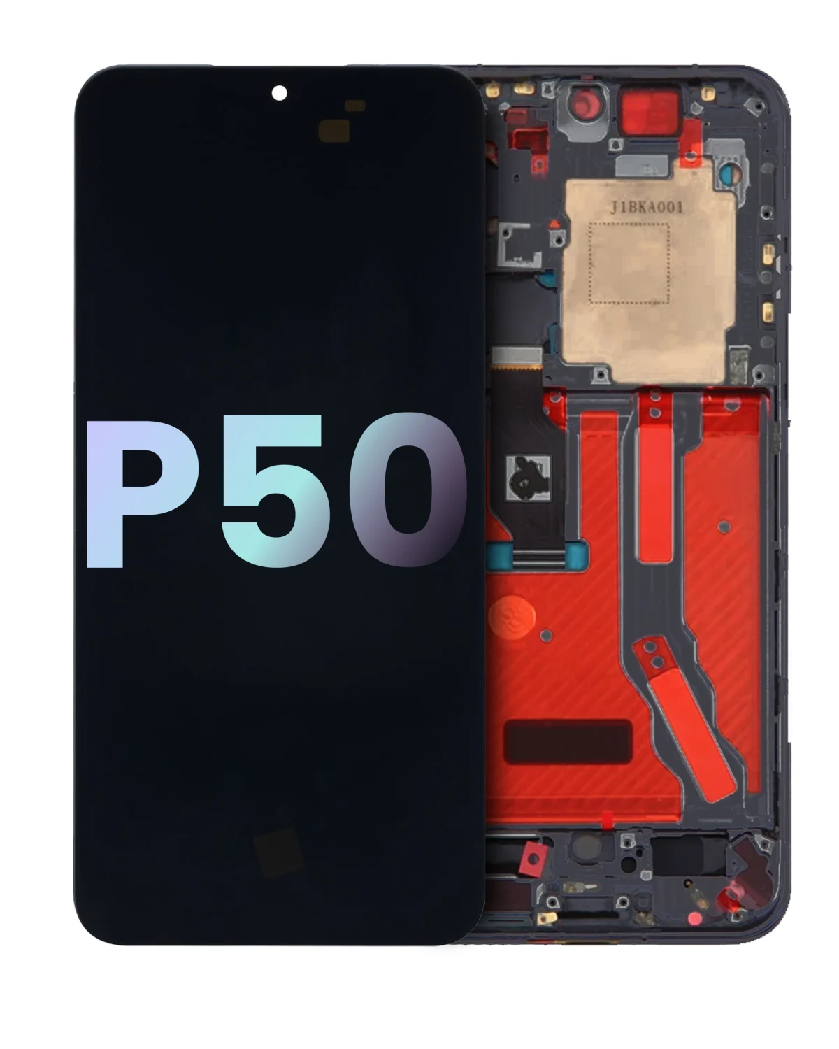Huawei P50 İle Uyumlu Ekran Dokunmati Çerçeveli ekran (Orijinal OEM) (Siyah)