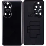 Huawei P50 Pro İle Uyumlu Arka Kapak Camı Kamera Lensli (Altın Siyah) - Görsel 2
