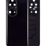 Huawei P50 Pro İle Uyumlu Arka Kapak Camı Kamera Lensli (Altın Siyah)