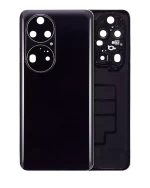Huawei P50 Pro İle Uyumlu Arka Kapak Camı Kamera Lensli (Altın Siyah)