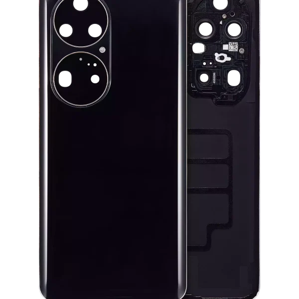 Huawei P50 Pro İle Uyumlu Arka Kapak Camı Kamera Lensli (Altın Siyah)