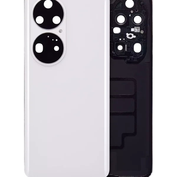 Huawei P50 Pro İle Uyumlu Arka Kapak Camı Kamera Lensli (İnci Beyazı)