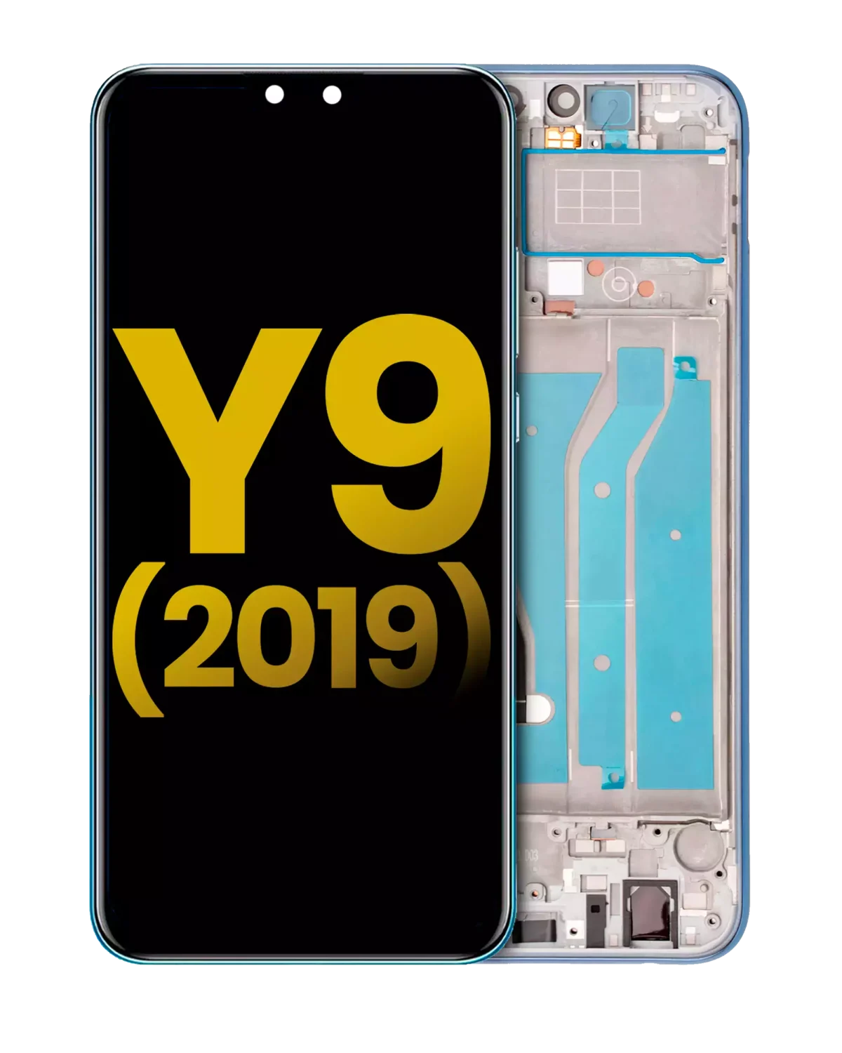 Huawei Y9 İle Uyumlu Ekran Dokunmatik Çerçeveli ekran  %100 Orijinal (Aurora Moru)