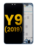 Huawei Y9 İle Uyumlu Ekran Dokunmatik Çerçeveli ekran  %100 Orijinal (Safir Mavisi)