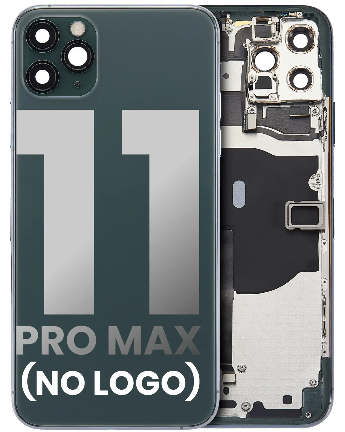Iphone 11 Pro Max ile Uyumlu Küçük Bileşenler Önceden Takılmış Arka Muhafaza Logo Yok Plus Gece ​​Yarısı Yeşili ile Uyumlu