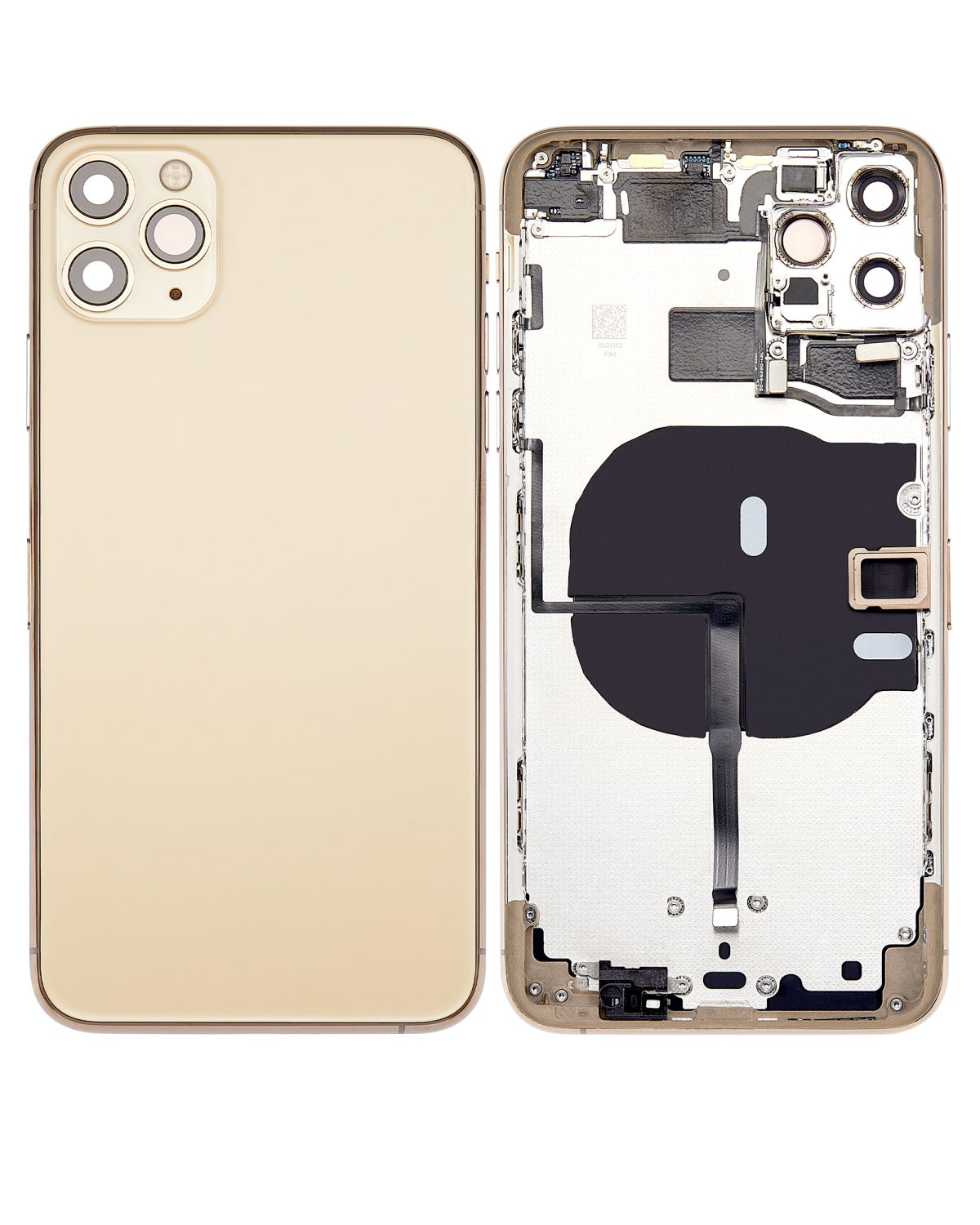 Iphone 11 Pro Max ile Uyumlu Küçük Bileşenler Önceden Takılmış Arka Muhafaza Logo Yok Plus Gold ile Uyumlu - Görsel 2