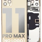 Iphone 11 Pro Max ile Uyumlu Küçük Bileşenler Önceden Takılmış Arka Muhafaza Logo Yok Plus Gold ile Uyumlu