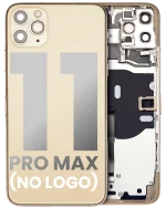 Iphone 11 Pro Max ile Uyumlu Küçük Bileşenler Önceden Takılmış Arka Muhafaza Logo Yok Plus Gold ile Uyumlu