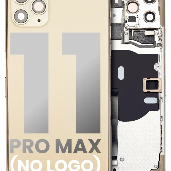 Iphone 11 Pro Max ile Uyumlu Küçük Bileşenler Önceden Takılmış Arka Muhafaza Logo Yok Plus Gold ile Uyumlu