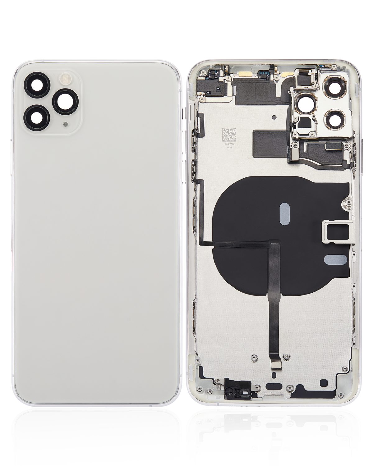 Iphone 11 Pro Max ile Uyumlu Küçük Bileşenler Önceden Takılmış Arka Muhafaza Logo Yok Plus Gümüş ile Uyumlu - Görsel 2