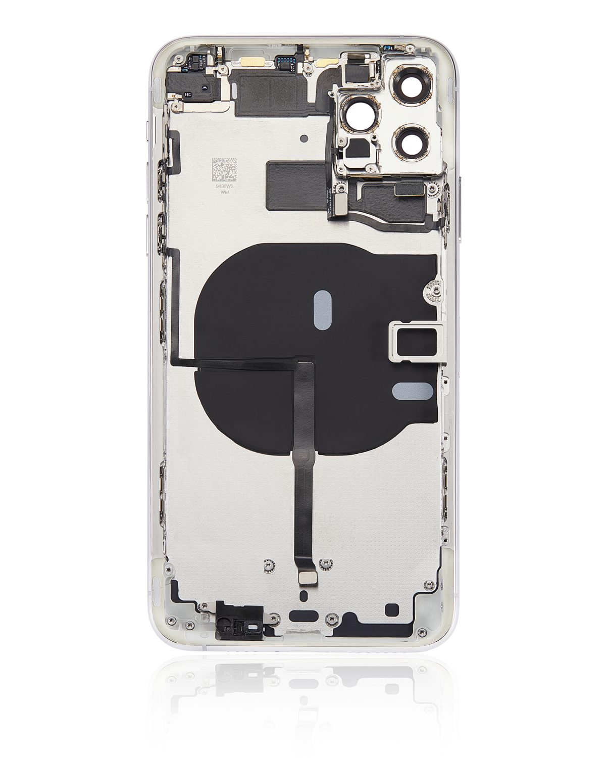 Iphone 11 Pro Max ile Uyumlu Küçük Bileşenler Önceden Takılmış Arka Muhafaza Logo Yok Plus Gümüş ile Uyumlu - Görsel 3