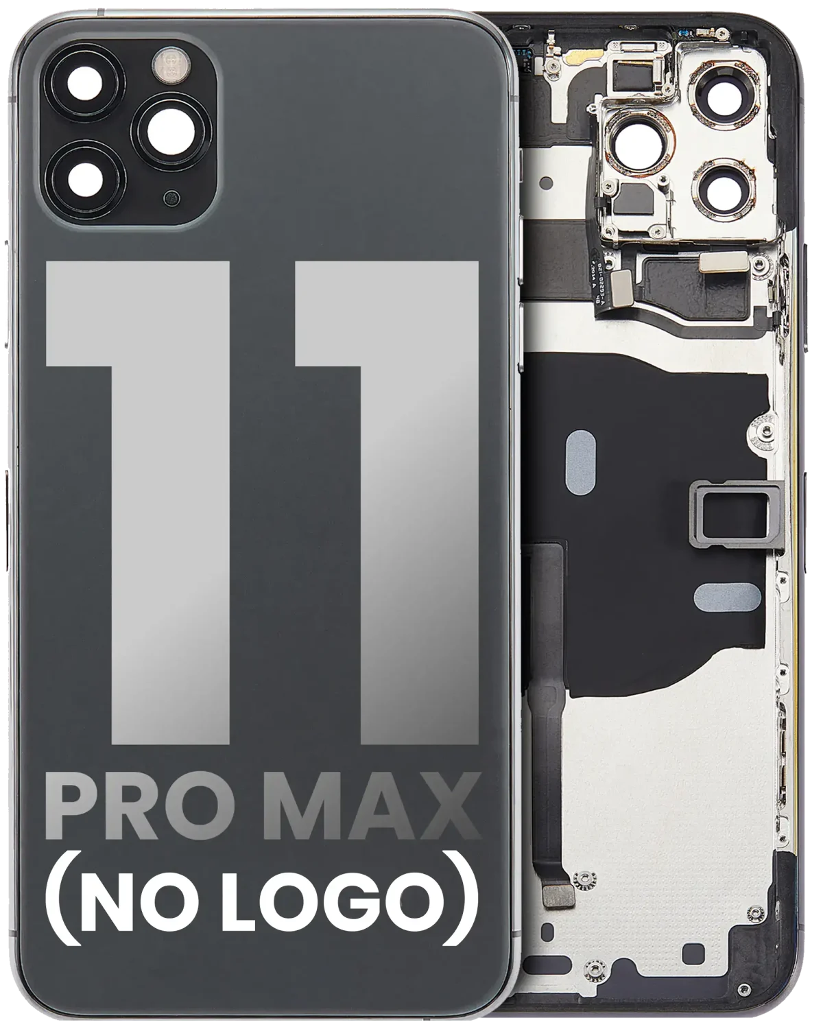 Iphone 11 Pro Max ile Uyumlu Küçük Bileşenler Önceden Takılmış Arka Muhafaza Logo Yok Plus Uzay Grisi ile Uyumlu